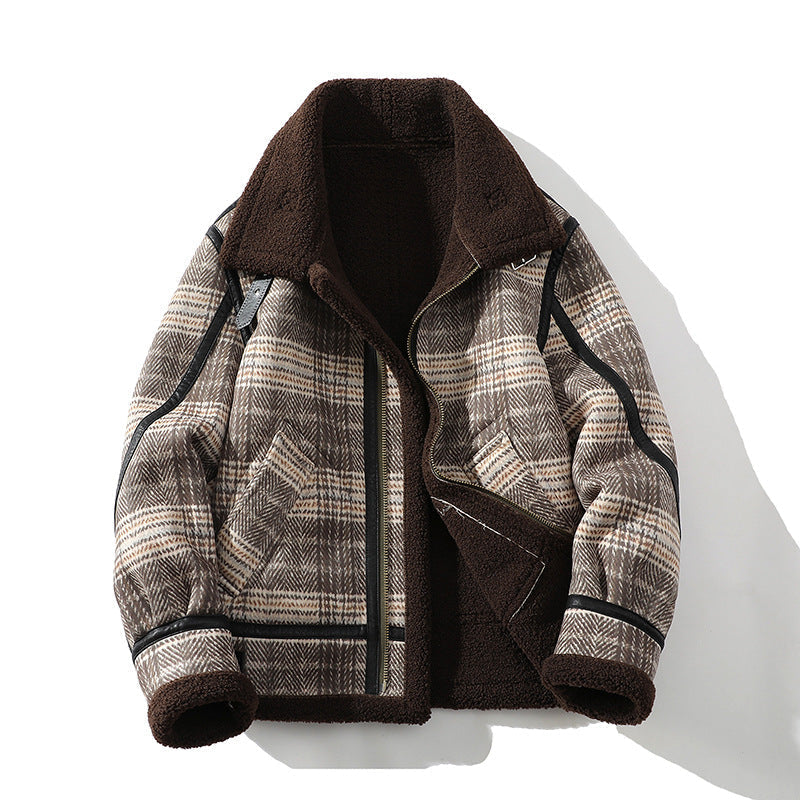 Men's Sherpa Lined Plaid Flight Jacket, Warm Winter Coat — view 1