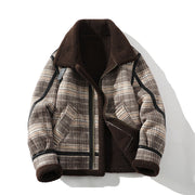 Men's Sherpa Lined Plaid Flight Jacket, Warm Winter Coat