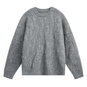 Men's Brushed Cable Knit Sweater, Oversized Crewneck Pullover