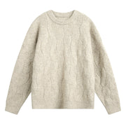 Men's Brushed Cable Knit Sweater, Oversized Crewneck Pullover