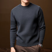 Men's Textured Knit Sweater, Crewneck Winter Pullover