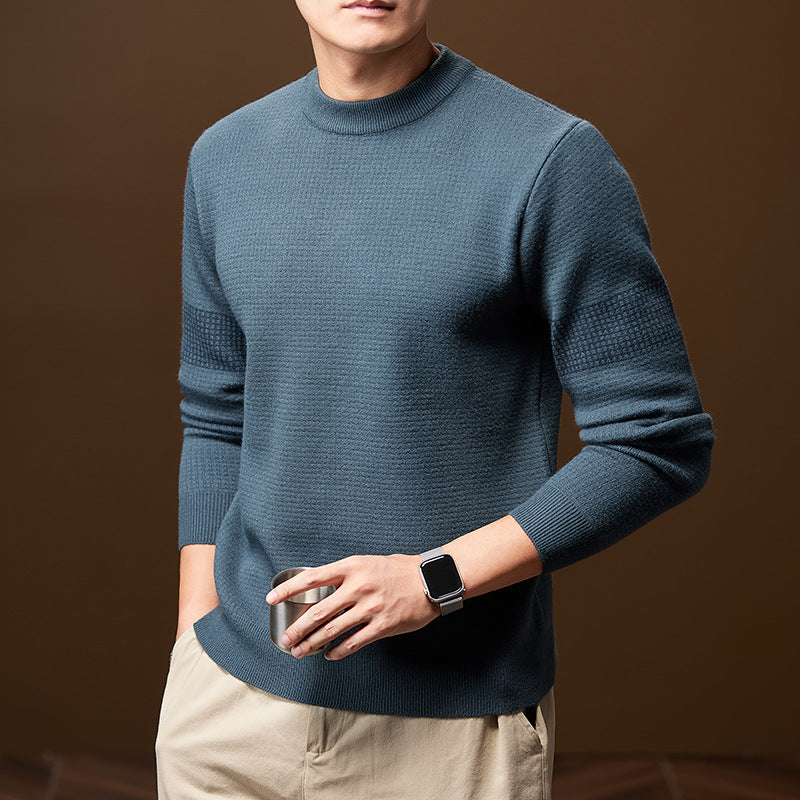 Men's Textured Knit Sweater, Crewneck Winter Pullover — view 2
