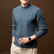 Men's Textured Knit Sweater, Crewneck Winter Pullover