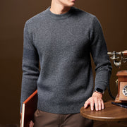 Men's Textured Knit Sweater, Crewneck Winter Pullover