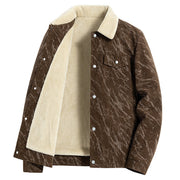 Men's Corduroy Trucker Jacket, Sherpa Lined Snap Front Winter Coat
