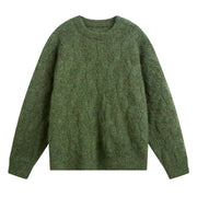 Men's Brushed Cable Knit Sweater, Oversized Crewneck Pullover