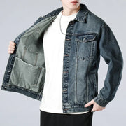 Men's Washed Denim Trucker Jacket, Button Front Casual Jacket