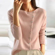 Women's Soft Knit Cardigan, Button Front Wide Neck Lightweight Sweater