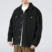 Men's Washed Denim Trucker Jacket, Button Front Casual Jacket