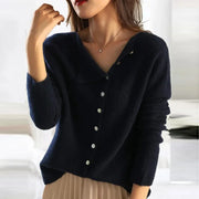 Women's Soft Knit Cardigan, Button Front Wide Neck Lightweight Sweater