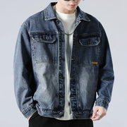 Men's Cotton Denim Trucker Jacket, Button Front Unlined Casual Jacket