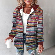 Women's Plaid Hooded Shirt Jacket, Button Front Brushed Check Overshirt