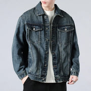 Men's Washed Denim Trucker Jacket, Button Front Casual Jacket