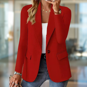Women's Soft Tailored Blazer, Single Button Structured Office Jacket