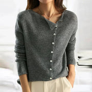 Women's Soft Knit Cardigan, Button Front Wide Neck Lightweight Sweater
