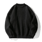 Men's Chunky Ribbed Knit Sweater, Oversized Crewneck Winter Pullover