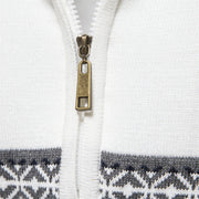 Men's Fair Isle Knit Quarter Zip Sweater, Color Block Winter Pullover