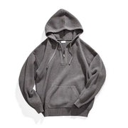 Men's Textured Knit Quarter Zip Hoodie, Oversized Relaxed Sweater