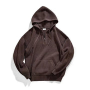 Men's Textured Knit Quarter Zip Hoodie, Oversized Relaxed Sweater