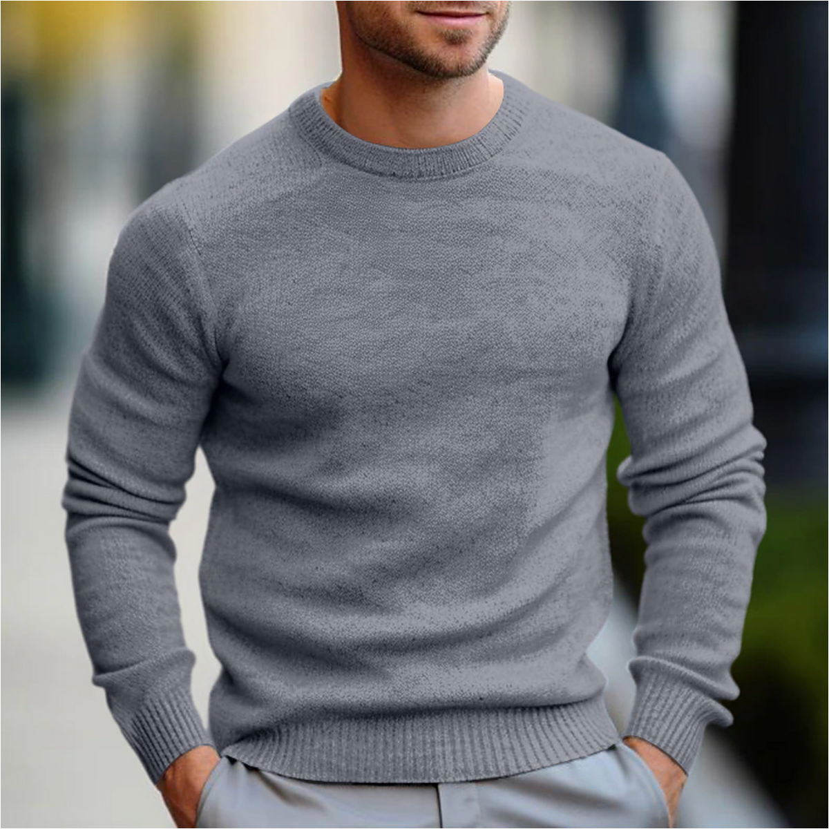Men's Fine Knit Sweater, Crewneck Long Sleeve Winter Pullover — view 1