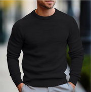 Men's Fine Knit Sweater, Crewneck Long Sleeve Winter Pullover
