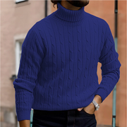 Men's Cable Knit Turtleneck Sweater, Fine Knit Winter Pullover