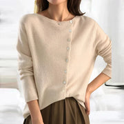Women's Soft Knit Cardigan, Button Front Wide Neck Lightweight Sweater