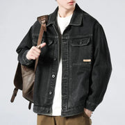 Men's Cotton Denim Trucker Jacket, Button Front Unlined Casual Jacket