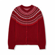 Women's Wool Fair Isle Cardigan, Button Front Winter Sweater
