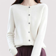 Women's Soft Fine Knit Cardigan, Button Front Crewneck Everyday Sweater