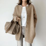 Women's Longline Brushed Knit Cardigan, Button Front Oversized Winter Sweater