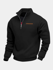 Men's Fleece Quarter Zip Sweatshirt, Stand Collar Winter Pullover