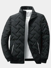 Men's Quilted Padded Bomber Jacket, Insulated Stand Collar Winter Coat