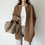 Women's Longline Brushed Knit Cardigan, Button Front Oversized Winter Sweater