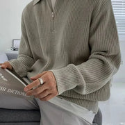 Men's Chunky Ribbed Knit Quarter Zip Sweater, Oversized Winter Pullover