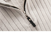 Men's Ribbed Knit Quarter Zip Sweater, Mock Neck Winter Pullover