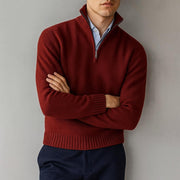 Men's Soft Knit Quarter Zip Sweater, Stand Collar Winter Pullover