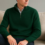 Men's Soft Knit Quarter Zip Sweater, Stand Collar Winter Pullover