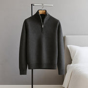 Men's Soft Knit Quarter Zip Sweater, Stand Collar Winter Pullover