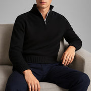 Men's Soft Knit Quarter Zip Sweater, Stand Collar Winter Pullover