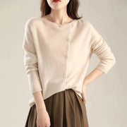 Women's Soft Knit Cardigan, Button Front Wide Neck Lightweight Sweater