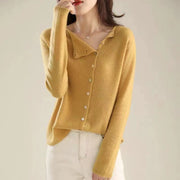 Women's Soft Knit Cardigan, Button Front Wide Neck Lightweight Sweater