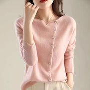Women's Soft Knit Cardigan, Button Front Wide Neck Lightweight Sweater
