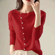 Women's Soft Knit Cardigan, Button Front Wide Neck Lightweight Sweater