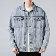 Men's Washed Denim Trucker Jacket, Button Front Casual Jacket