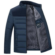 Men's Fleece Lined Padded Jacket, Insulated Stand Collar Winter Coat