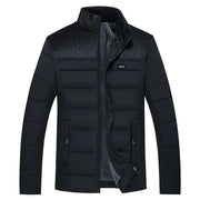 Men's Fleece Lined Padded Jacket, Insulated Stand Collar Winter Coat