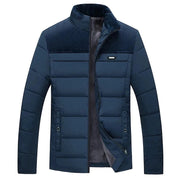 Men's Fleece Lined Padded Jacket, Insulated Stand Collar Winter Coat