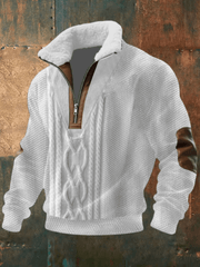 Men's Fleece Lined Quarter Zip Sweatshirt, Sherpa Collar Winter Pullover