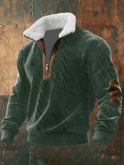 Men's Fleece Lined Quarter Zip Sweatshirt, Sherpa Collar Winter Pullover